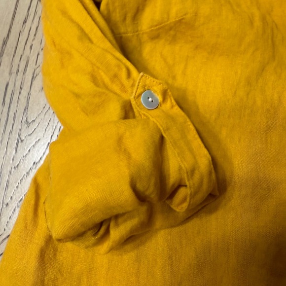 J.Jill Love Linen Petite XS Gold 100% Linen Long Sleeve Button Down Shirt Top - Picture 7 of 8